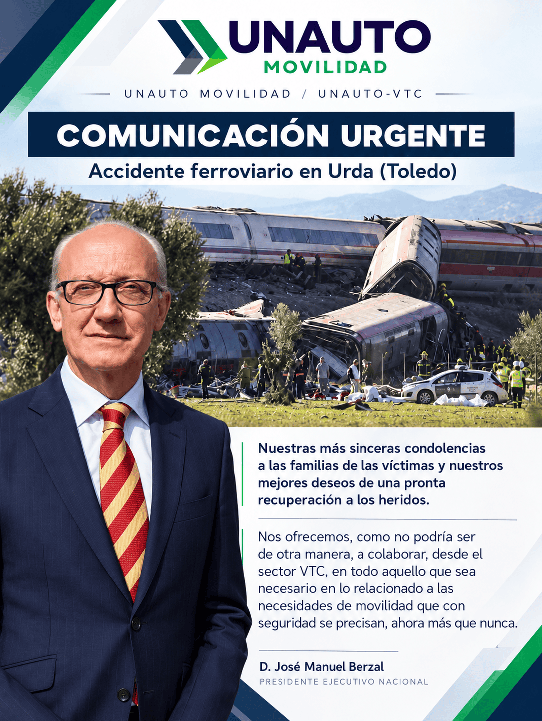 Comunicado urgente de UNAUTO por accidente ferroviario